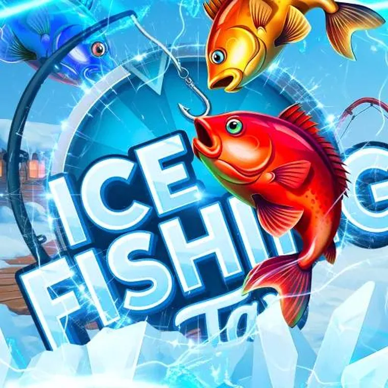 Poissons rouge, doré et bleu du jeu Ice Fishing